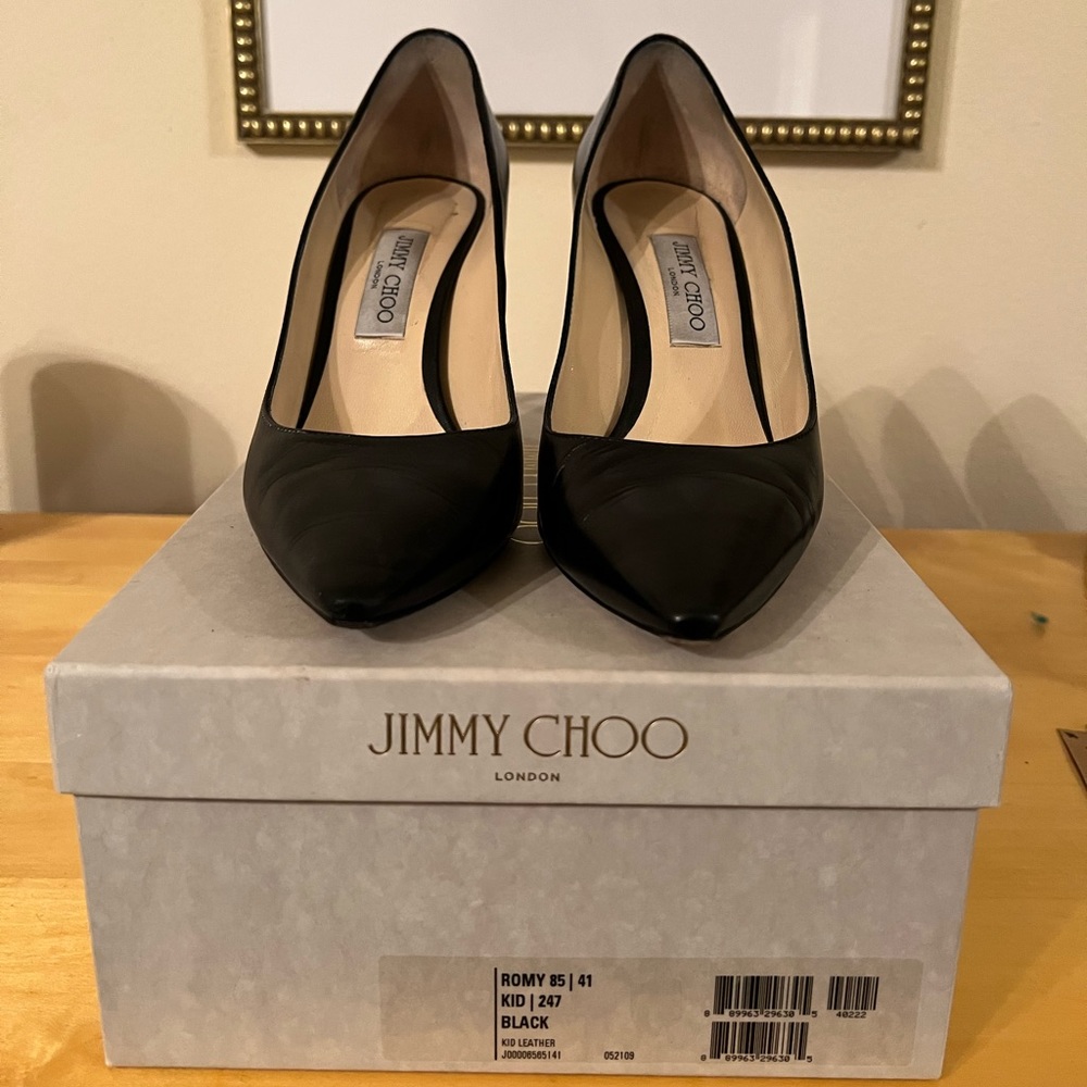 Jimmy Choo Romy 85, Black Kid Leather, Size 41